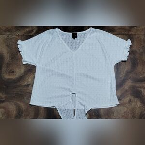 W5 White Eyelet V-Neck Blouse